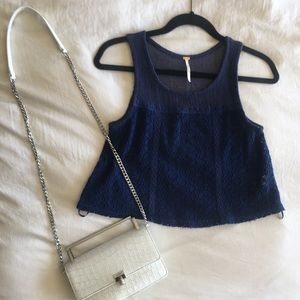 Navy Eyelet Free People Crop Top
